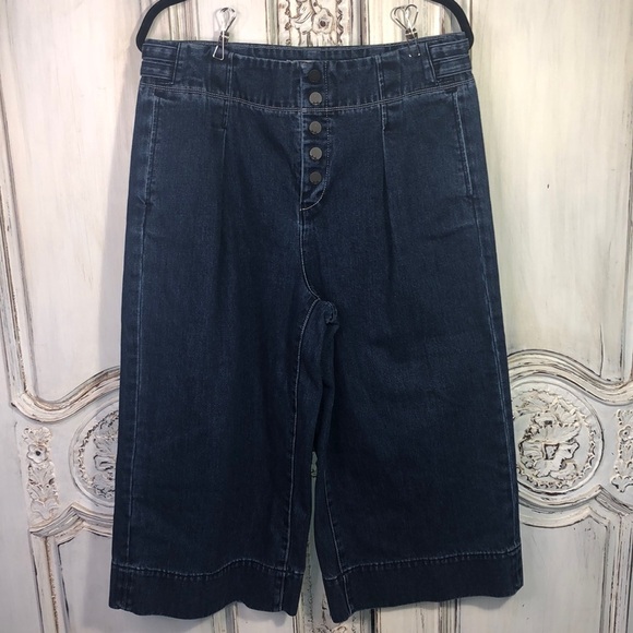 Habitual Cotton Blend Wide Leg Medium Wash Cropped Jeans Size 31 - Picture 1 of 14